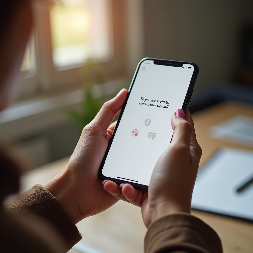 Persona revisando un recordatorio automático de seguimiento de cliente en su teléfono